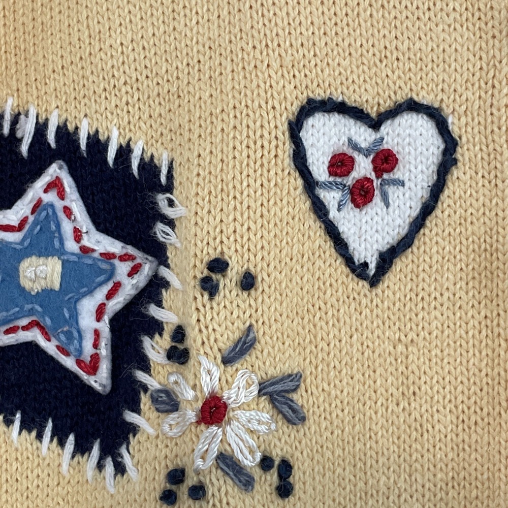 Vintage Heirloom Collectibles Cardigan Sweater USA Hearts Cottagecore Granny L - Picture 6 of 13